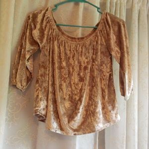 Gold velvet off the shoulder top